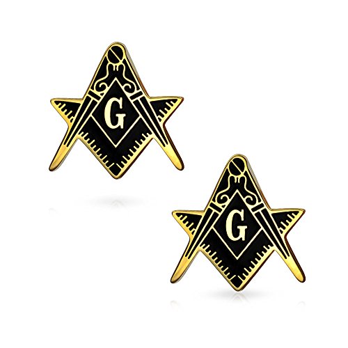 Mancuernas Masonic Bling Jewelry compás bicolor acero miniatura 5