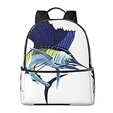ASDTEHCY Leichter Reiserucksack, Blau Sailfish Rucksack, Casual Daypack Männer und Frauen für Reisen, Sport, Wandern, Schwarz , One size