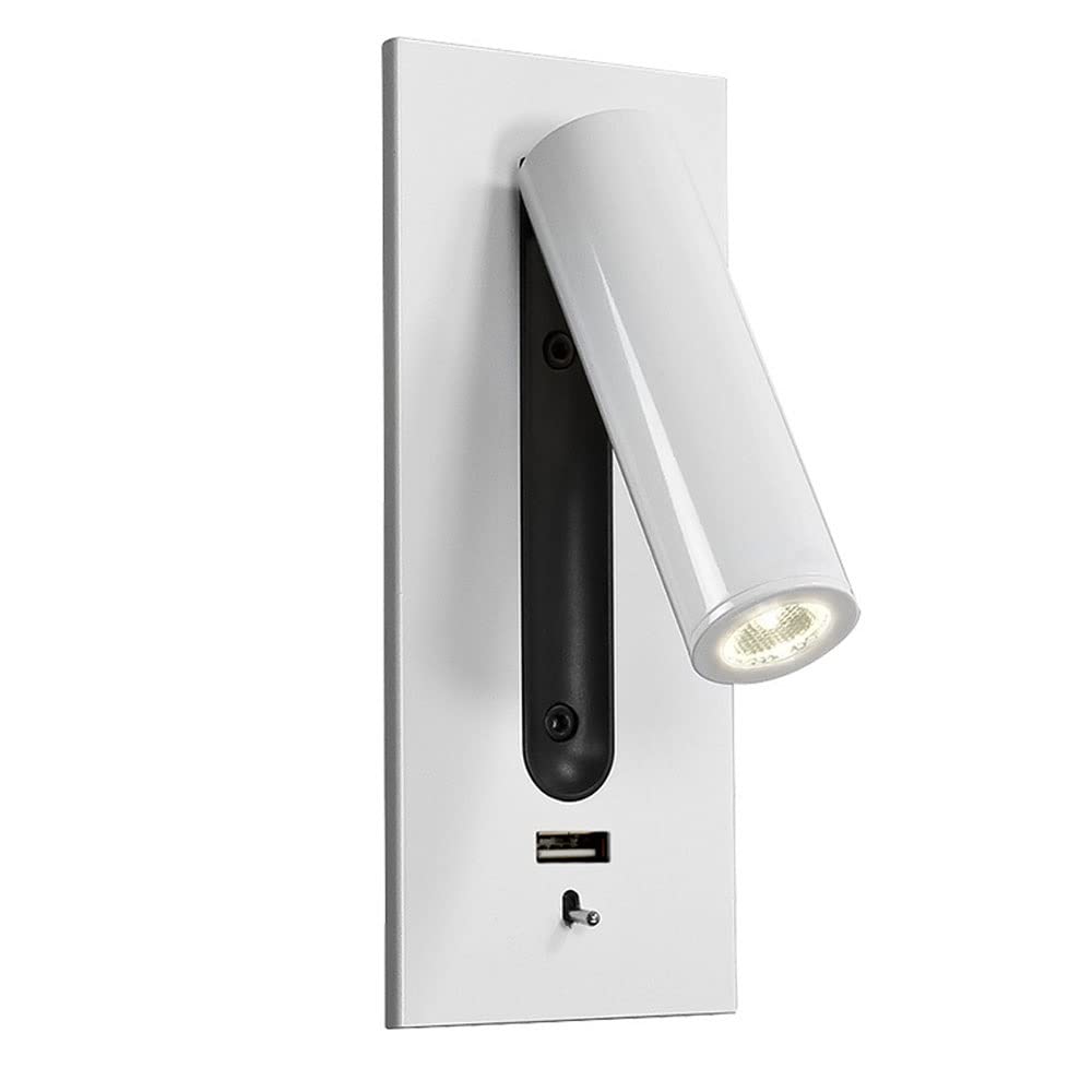 HYJAUSXB Modern Wall Mount Lamp, Light Bedroom Hotel Bedside Lamp Reading Embedded LED Sconces with Switch USB Port Lighting Lamps