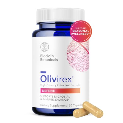 Biocidin Olivirex - High-Potency Olive Leaf Extract Capsules with 18% Oleuropein - Immune Support Microbial Balance & Biofilm Support - Broad-Spectrum Botanical Olive Leaf Supplement (60 Capsules)