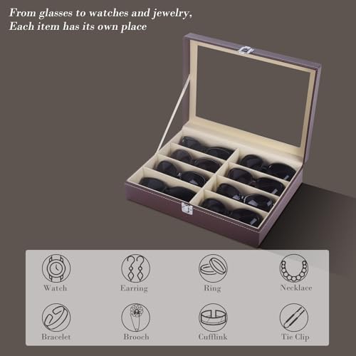 Image of AUTOARK Leather 8 Piece Eyeglasses Storage and Sunglass Glasses Display Case Organizer