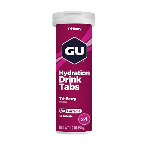Image of GU Energy Hydration Electrolyte Drink Tablets, Enhanced Endurance Sports Drink for Running, Cycling, Triathlon, 4-Count (48 Servings), Tri-Berry