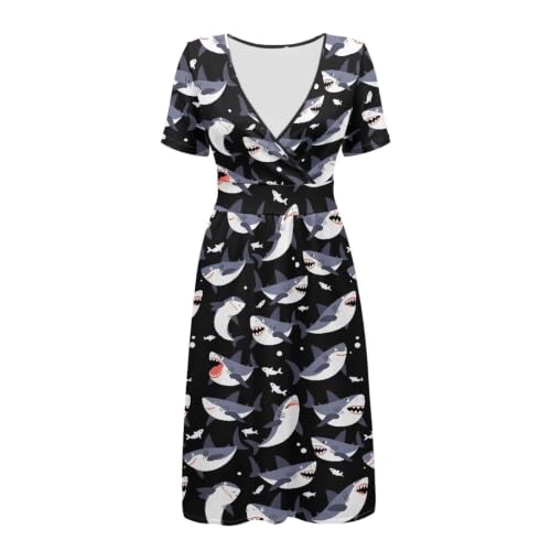 Image of Women's Summer Dresses Short Sleeve Formal Dresses with Pockets | Lightweight polyester fabric delivers cool airflow during hot summer outdoor activities