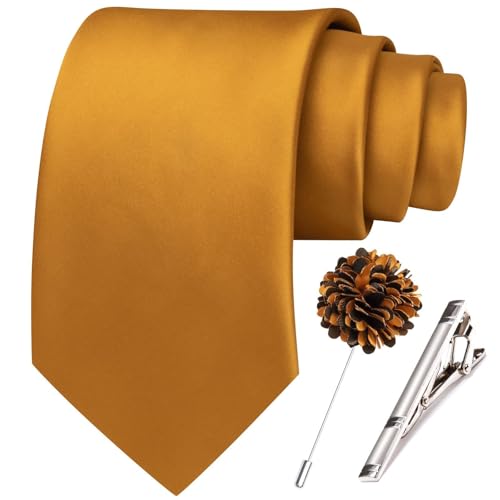 Image of Hi-Tie Men's Extra Long Solid Satin Tie Set 63 Inch /70 Inch Formal Necktie