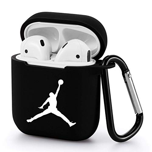 Gebaisi Protective TPU Cover and Skin for Apple Airpods Charging Case with Keychain Black White B