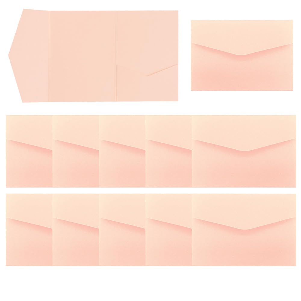 WYAN Pack of 12 Paper Colour Envelope, Wedding Invitation Card Pocket with Envelop, Tri-fold Wedding Invitation for Wedding Cards Bridal Shower Engagement Birthday Graduation Business Invitations