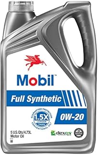Mobil Full Synthetic Motor Oil 0W-20, 5 Quart