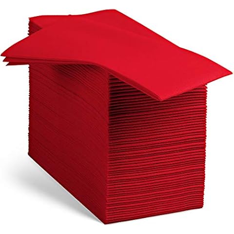 Linen-Feel Colored Paper Napkins - Decortive Cloth-Like Red Dinner Napkins - Soft And Absorbent. For Kitchen, Party, Wedding, Bathroom Or Any Occasion. (Pack of 100) Cover
