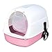 Hooded Cat Pet Fully Enclosed Cat Toilet Cat Litter Tray Kitten Potty, Pink