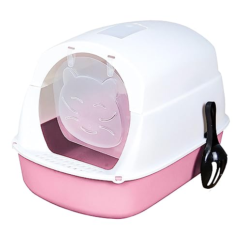 Bac à litière pour chat entièrement fermé rose avec couvercle design - 2