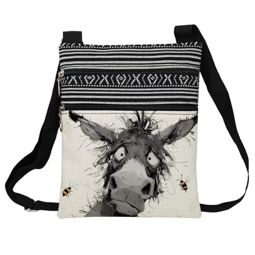 Funny Donkey Messenger Bag Small Ethnic Pattern Printed Adjustable Strap Crossbody Zipper Bag Funny Donkey Phone Bag Wallet Cute Shoulder Handbag for Women Friends -3