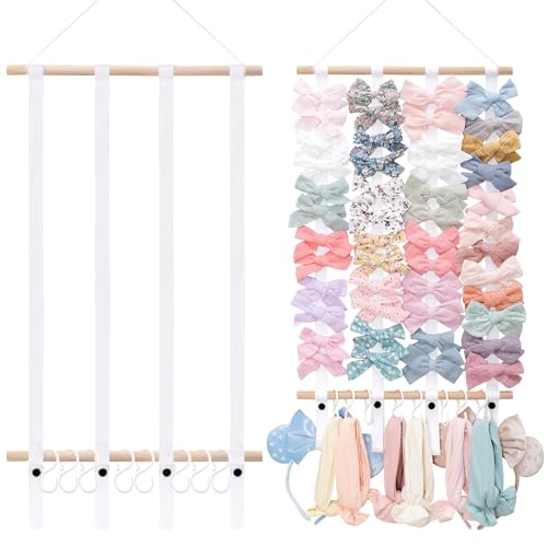 Image of OAOLEER Hair Bow Holder Organizer for Girls，Hair Clips Headband Organizer Storage Wall Hanging Home Decor for Girls Room