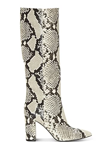 INC Womens Beige Animal Print Pointed Toe Block Heel Zip-Up