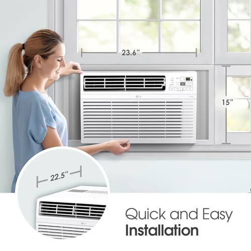 Image of LG 14,000 Window Air Conditioner, 115V, 700 Sq.Ft. (25' x 28' Room Size), Quiet Operation, Electronic Control with Remote, 3 Cooling & Fan Speeds, Auto Restart, 14000 BTU, White