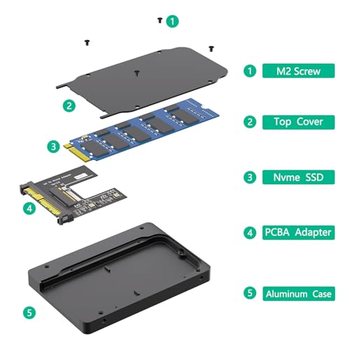 Carcasa Adaptadora U.2 SFF 8639 a NVMe de Aluminio miniatura 6