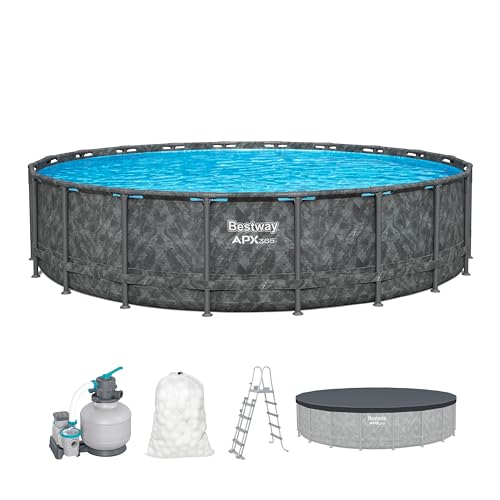 Bestway Kit Piscine Hors Sol Ronde APX 365-610 cm x 610 cm x 132 cm - Gris foncé
