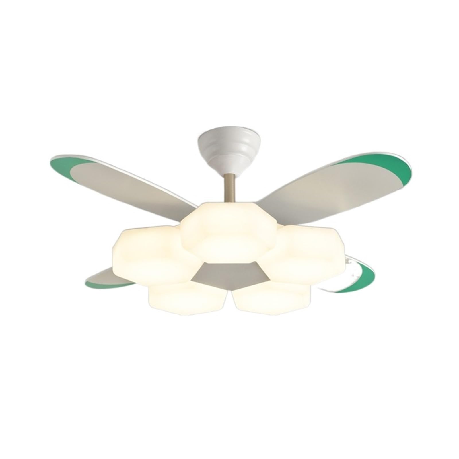 ERETYRET Nordic Modern Creative Variable Frequency Ceiling Fan Light Movable LED Lamp for Bedroom Restaurant Living Room Quiet Cooling(E)