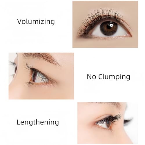 Wasserdichte Mascara/Wimperntusche mit Feiner Bürste für Kurze und Dünne Wimpern, Volumen, Lang anhaltend, Verlängernd und Verdickend, Verwischfest, Schwarz