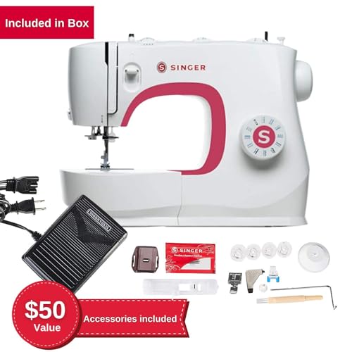 Image of SINGER 230282412 MX231 Sewing Machine, White | Includes Accessory Kit : General-Purpose Foot, Buttonhole Foot, Button Sewing Foot, Edge and Quilting Guide, Screwdriver