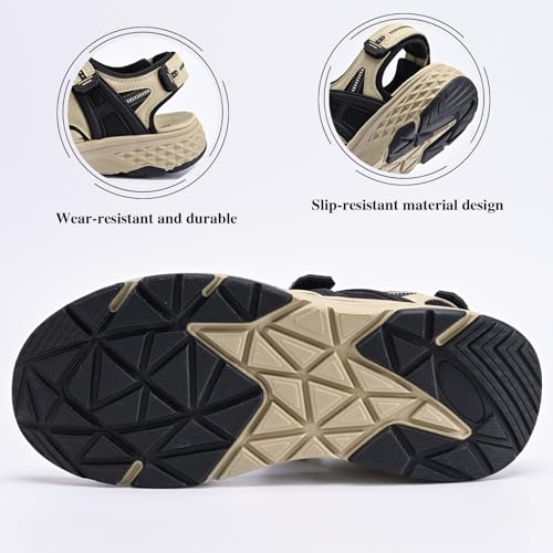 Image of Queday Womens Mens Sport Sandals Outdoor Hiking Sandals with Arch Support Comfortable Athletic Beach Sandals for Travel Walking Trekking Camping