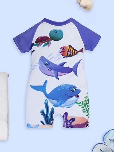 Image of KiddoPanti Boys & Girls Half Sleeve Mid Thigh Length Swim Suit