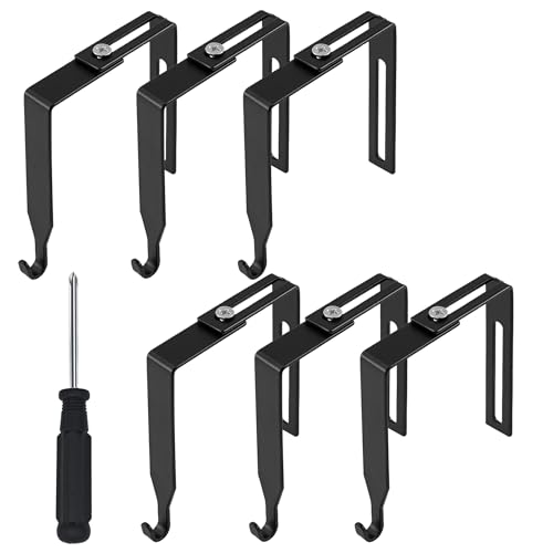XXFBJNMD Conjunto de 6 ganchos de divisória universais de cubo de metal preto com chave de fenda cru