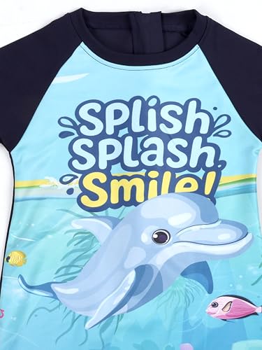 Image of KiddoPanti Boys & Girls Half Sleeve Mid Thigh Length Swim Suit