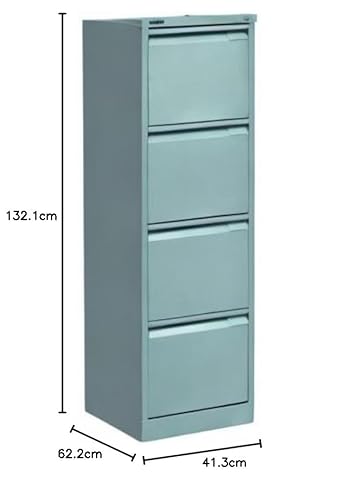 BISLEY Hängeregistraturschrank, einbahnig, DIN A4, 4 HR-Schubladen, Metall, 355 Silber, 62.2 x 41.3 x 132.1 cm