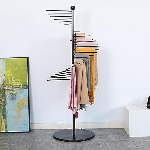 XCHSXYL Perchero Giratorio de pie para Bufandas, Expositor de Bufandas Independiente de Metal, Organizador de Cinturones para dormitorios y guardarropas, 150 cm/59 Pulgadas