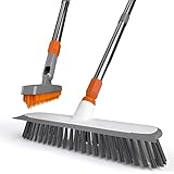 Heavy Duty Floor Scrub Brush and Grout Brush Set with Long Handle 12" Wide Floor Brush with Stiff Br