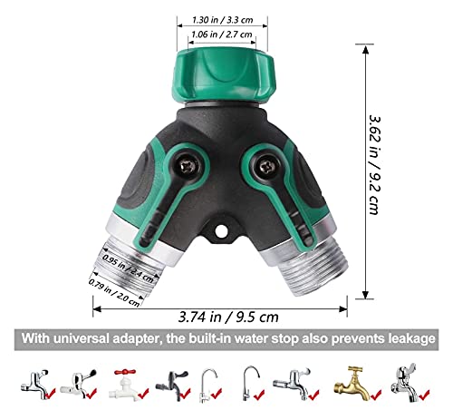 Tuyau de jardin splitter 2 voies et distributeur d'eau à robinet réglable