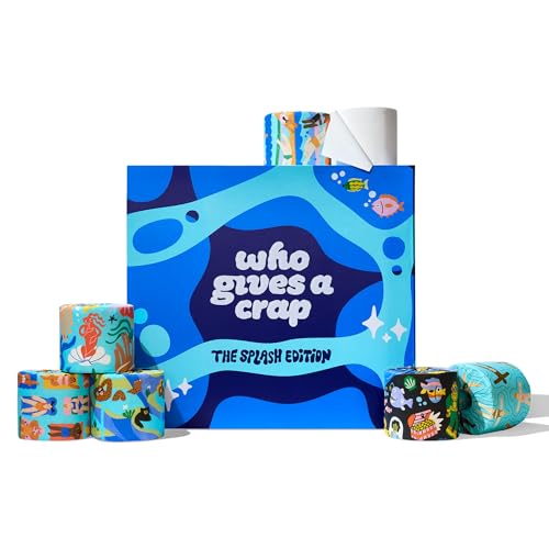 Who Gives A Crap Splash Limited Edition Premium Bamboo Twice as Long Toilet Roll Box of 48 (3-Ply 370 Sheets) Luxuriously Soft Strong Sustainable Biodegradable & Plastic-Free