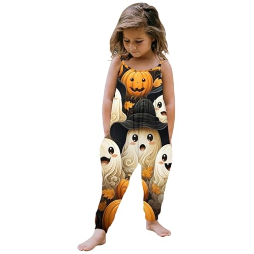 Generisch Bebé Niña Halloween Estampados Mono sin Mangas Pijama Trajes Pantalones Ropa, amarillo, 3-4 años