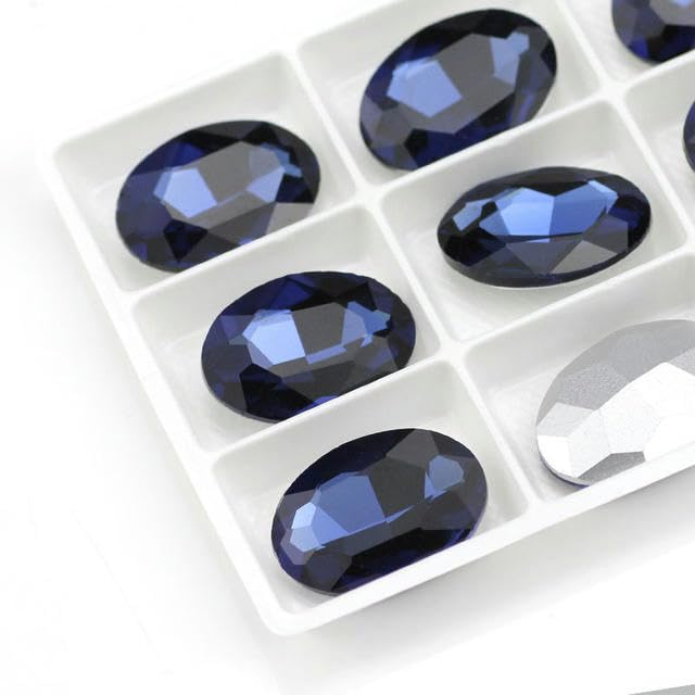 Wasser für Schmucksteine, AB Oval Glas Strass Nicht Hotfix Kleber Auf Acryl Multicolor Mehrere Größen Pack DIY(Sapphire45,8x10mm 50pcs)