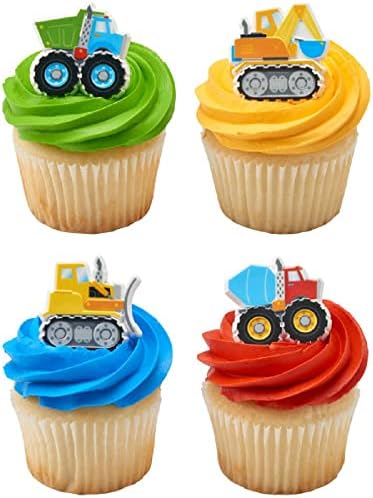 BFB Construction Cupcake Toppers Decorations Rings (24)