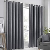 Fusion Strata Woven Eyelet Lined Curtains, Charcoal, 66 x 72 Inch