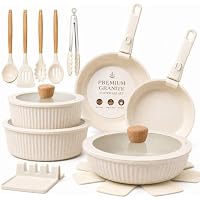22-Piece Non Stick Pots and Pans Set (Cream White)