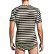 Landofgenie Herren Bodysuit One Piece Streifen Top Kurzarm Jumpsuit Einteiliger Unterwäsche Baumwolle Strampler braun 3XL