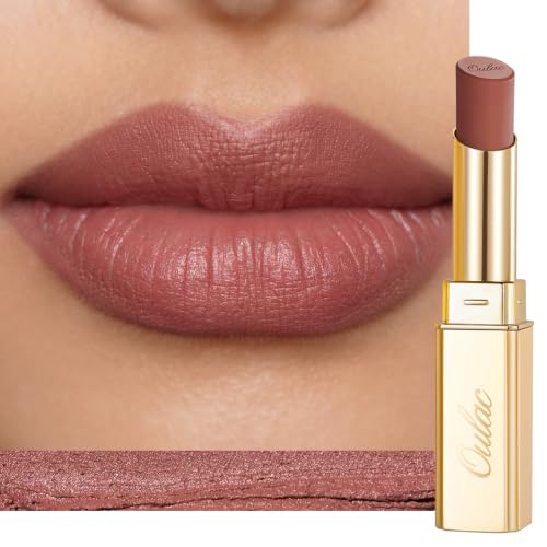 Image of Oulac Pink Nude Matte Lipsticks for Women, Silky Velvet Matte Lipstick, Soft Smooth Texture, High Impact Lip Color, Not Dry Lightweight Formula Infused with Vitamin E, Vegan&Cruelty Free RM06