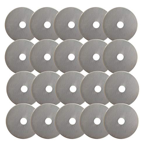 KISSWILL Rotary Cutter Blades 45mm - 20 Pack Rotary Blades 45mm Compatible with Fiskars Rotary Cutters, Olfa, Martelli, Dremel, Truecut, DAFA Rotary Cutter Replacement, Sharp and Durable