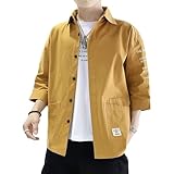 夏服 メンズ 七分袖 シャツ リネンシャツ メンズ 吸汗速乾 汗染み防止 快適な 軽い 柔らかい かっこいい ワイシャツ カジュアル シンプル オシャレ 人気 春夏 対応 1901Yellow 3XL