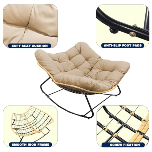 Fauteuil à bascule ergonomique vert clair intérieur extérieur - 5
