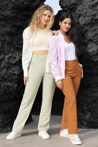 Image of Bamans Dress Pants Women Work Business Office Straight Leg Slacks