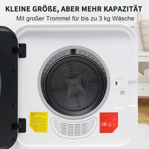 Secador compacto para pared: 4,5 kg de capacidad, acero inoxidable, calentador PTC, pantalla, 5 programas, protección contra sobrecalentamiento, silenciosa y eficiente secadora de aire para casa o