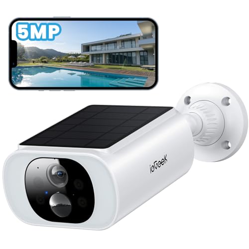 ieGeek 5MP Camera Surveillance WiFi Exterieure sans Fil Solaire - 15M Vision Nocturne Couleur,...