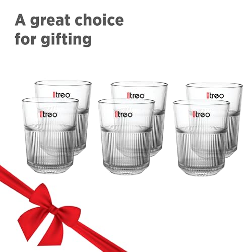 Image of Treo by Milton Aurora Water Tumbler I Premium Glass Set of 6, 310 ml Each for Water, Cold Drink I Perfect for Home, Restaurants and Parties