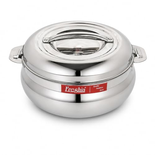 Image of Freshia Insulated Stainless Steel Casserole | Hyundai Treat 800 (660 ml) | Curved Belly Shape Double Wall Hotpot for Roti & Rice | Premium Mirror Finish Food Server