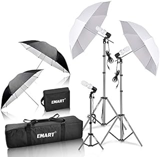 EMART Umbrella Photography Lighting Kit with 700W CFL 5500K Bulbs ,Soft Light Continuous Reflective Umbrella Lights Photography Kit for Portrait Studio Video Recording, Filming, Podcast