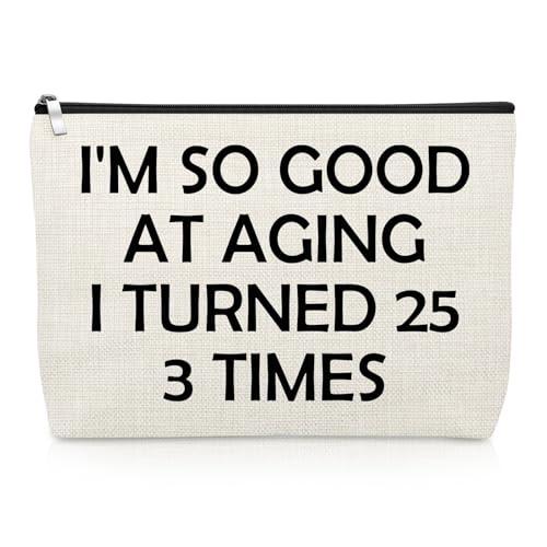 Funny 75th Birthday Gifts for Women 75 Year Old Birthday Makeup Bag Gift for Her Mom...
