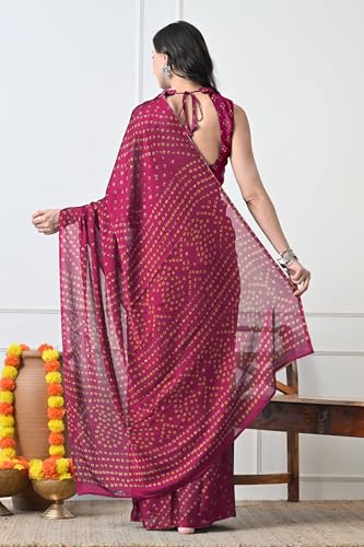 Image of MIRCHI FASHION Saree for Woman Chiffon Georgette Solid with Contrast Border | Lightweight Daily Wear Women's Sari and Printed Blouse Piece